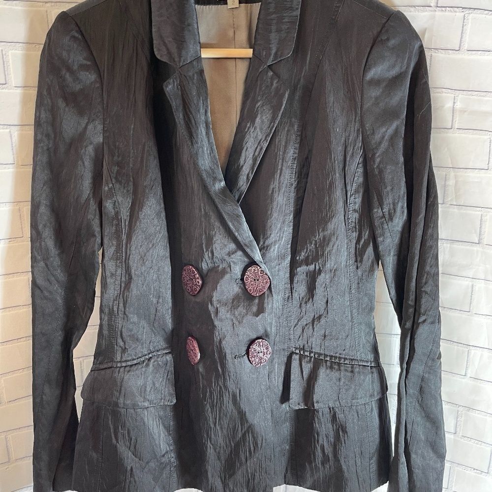 People Like Frank Black Double Breasted Blazer Sz